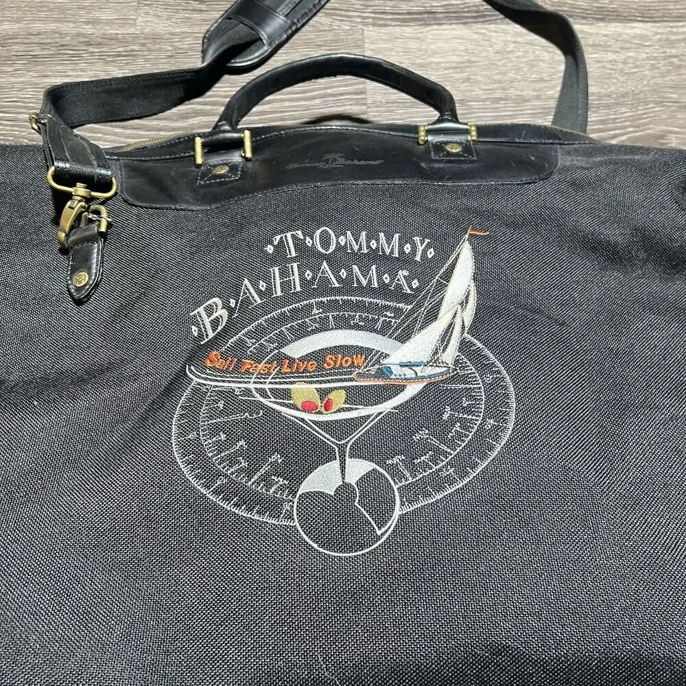 Tommy Bahama Black Duffle Bag Island Hopper SAIL FAST LIVE SLOW Sailboat